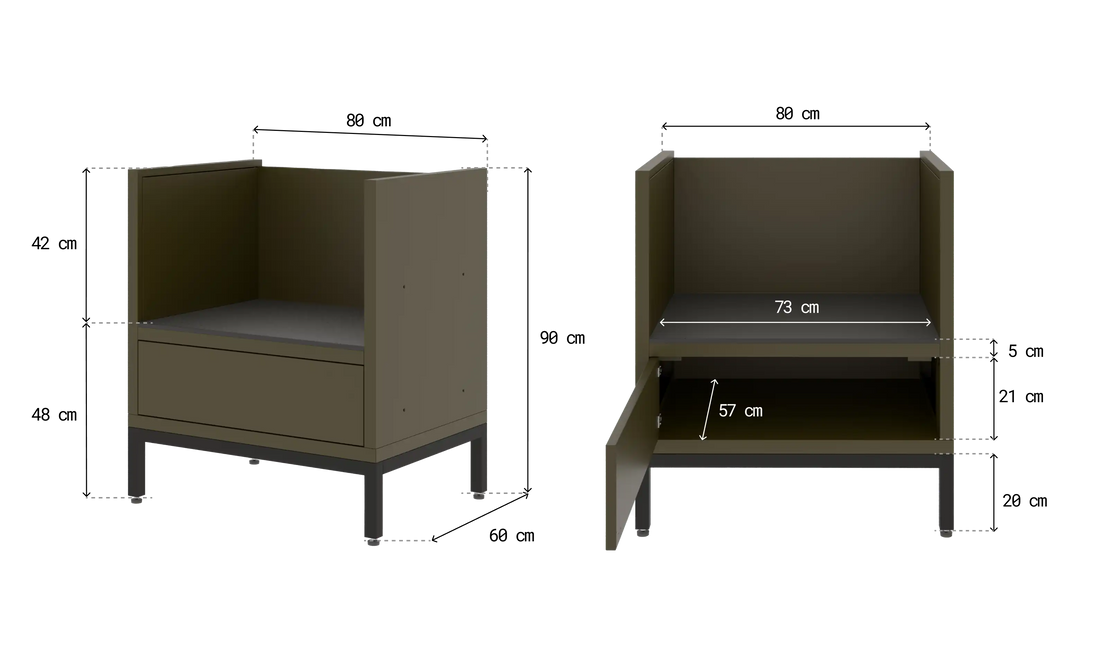 Schéma dimensionnel du module Kamado PILOTIS avec cotes