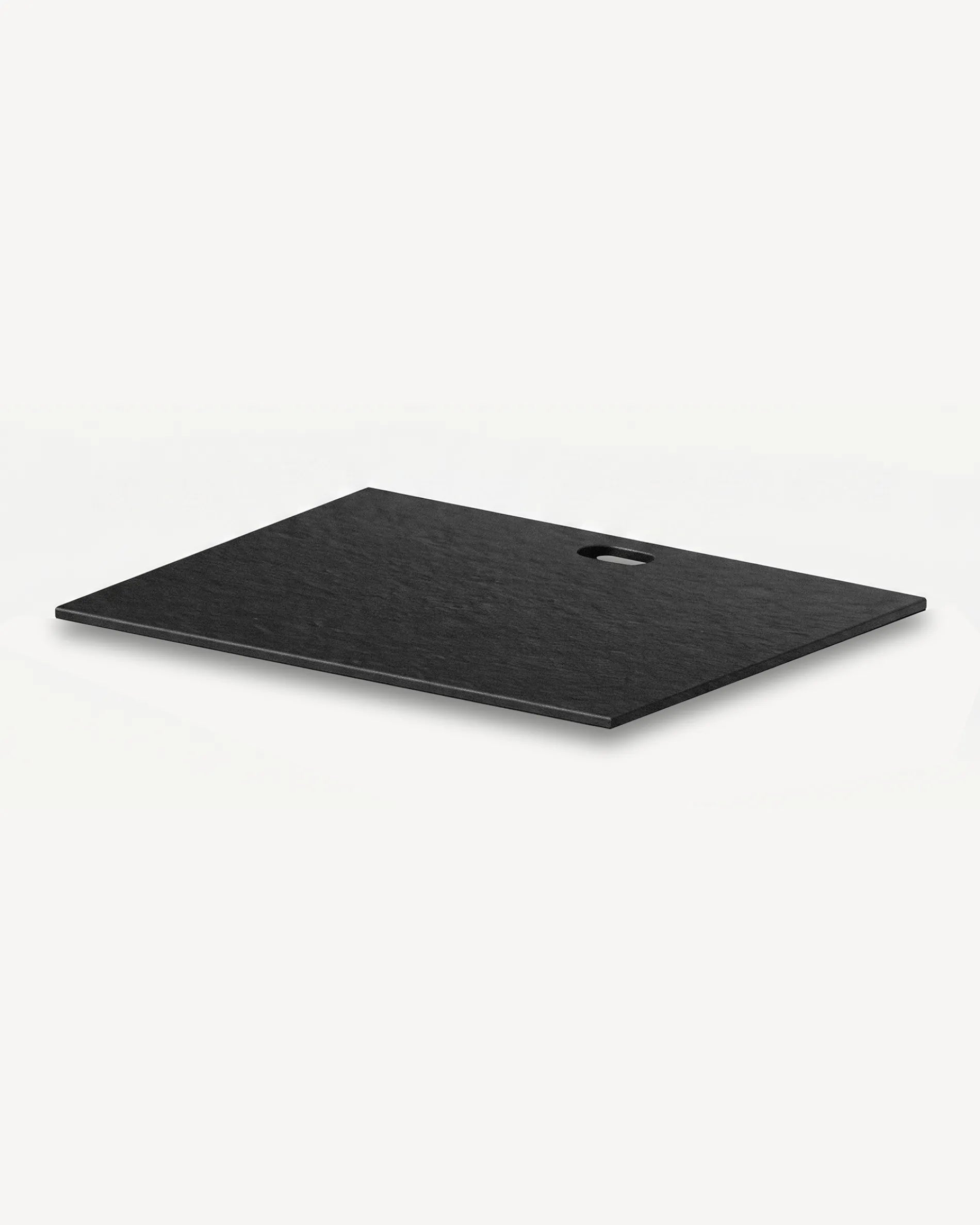 Schwarzes Ablagebrett für das Plancha-Modul PILOTIS mit Aussparung für die Plancha, freigestelltes Packshot auf weißem Hintergrund