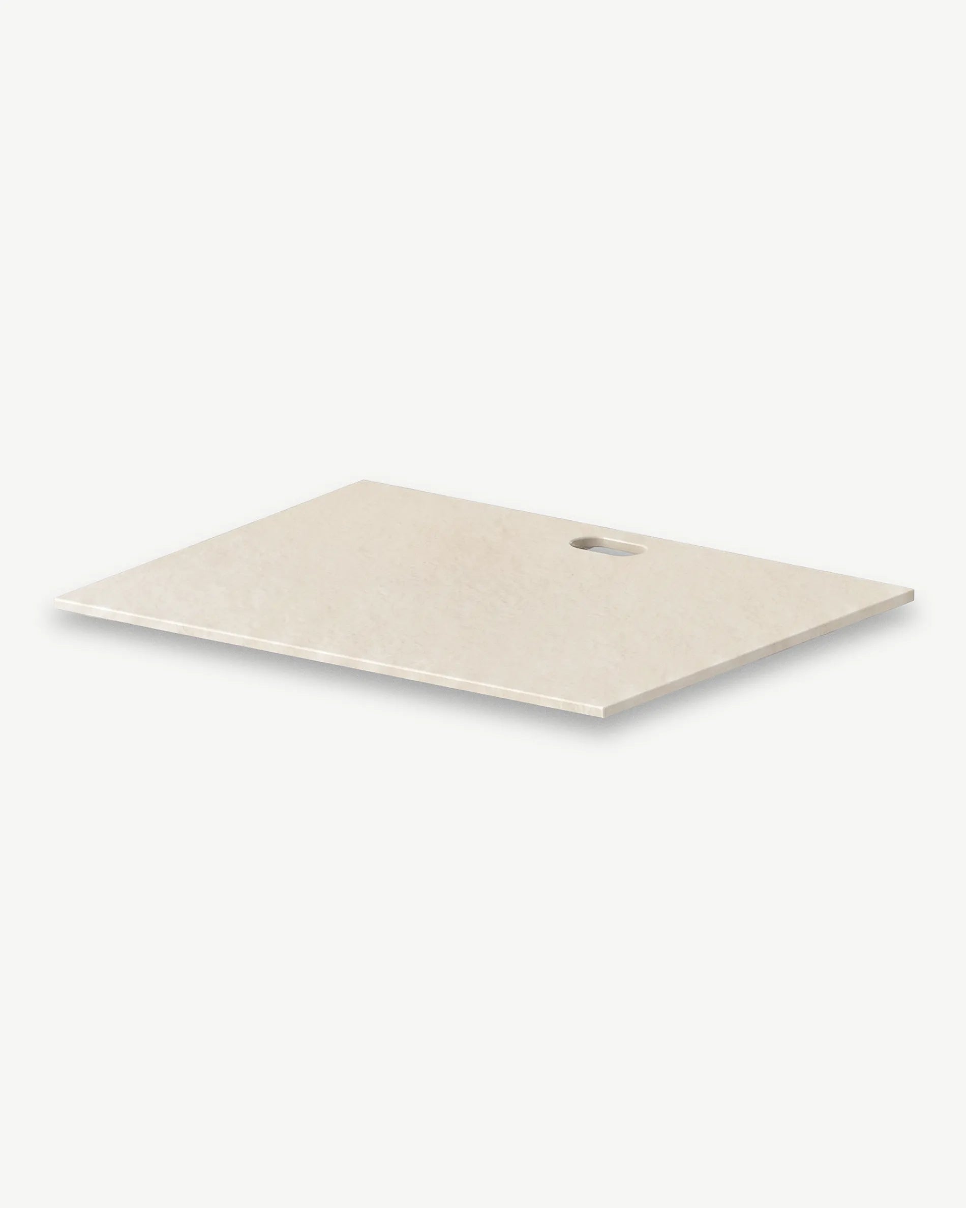 Beigefarbenes Creme-Tablett Modul Plancha PILOTIS mit Ausschnitt für Plancha, freigestelltes Packshot auf weißem Hintergrund
