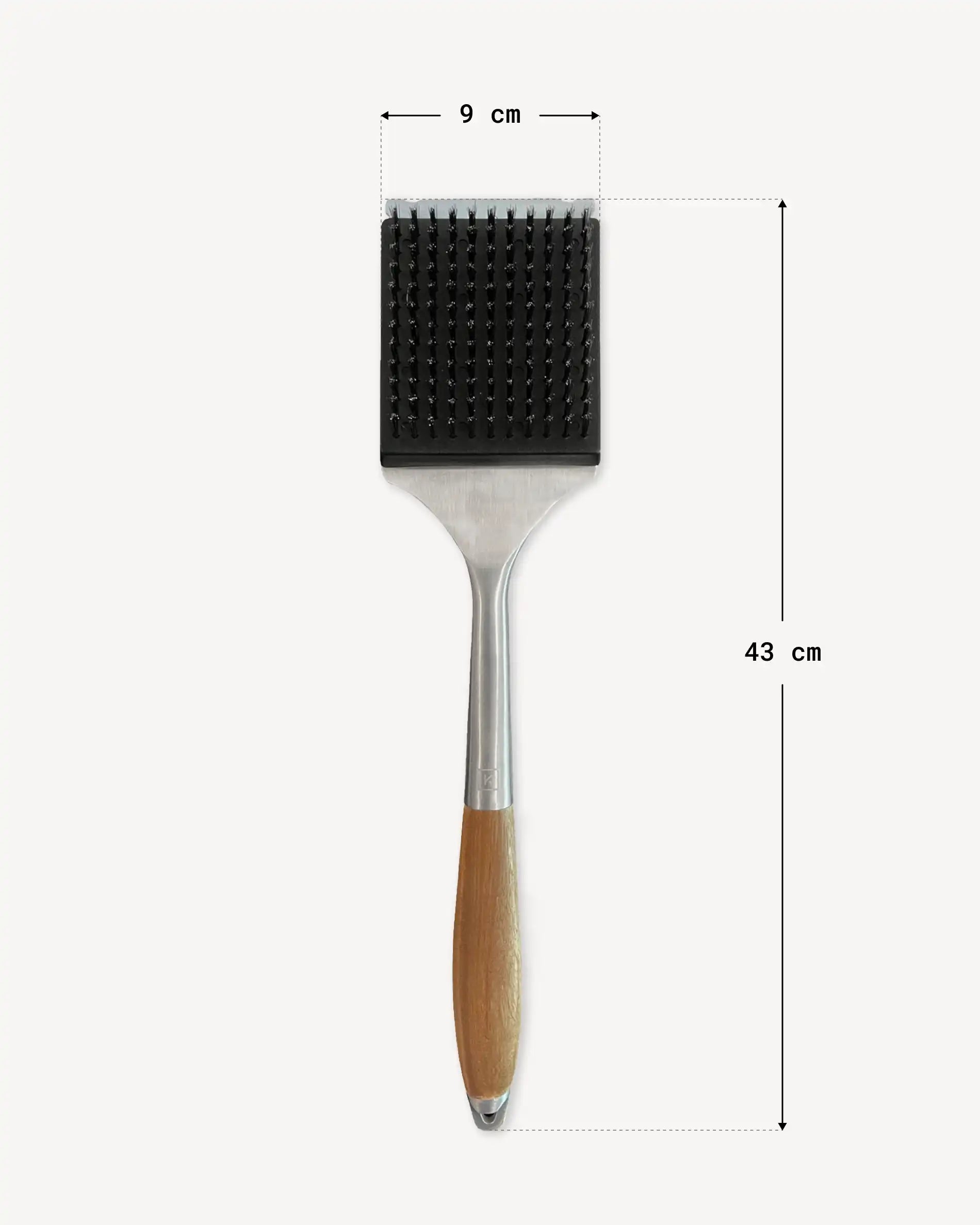 Dimensions de la brosse inox et acacia Kokko