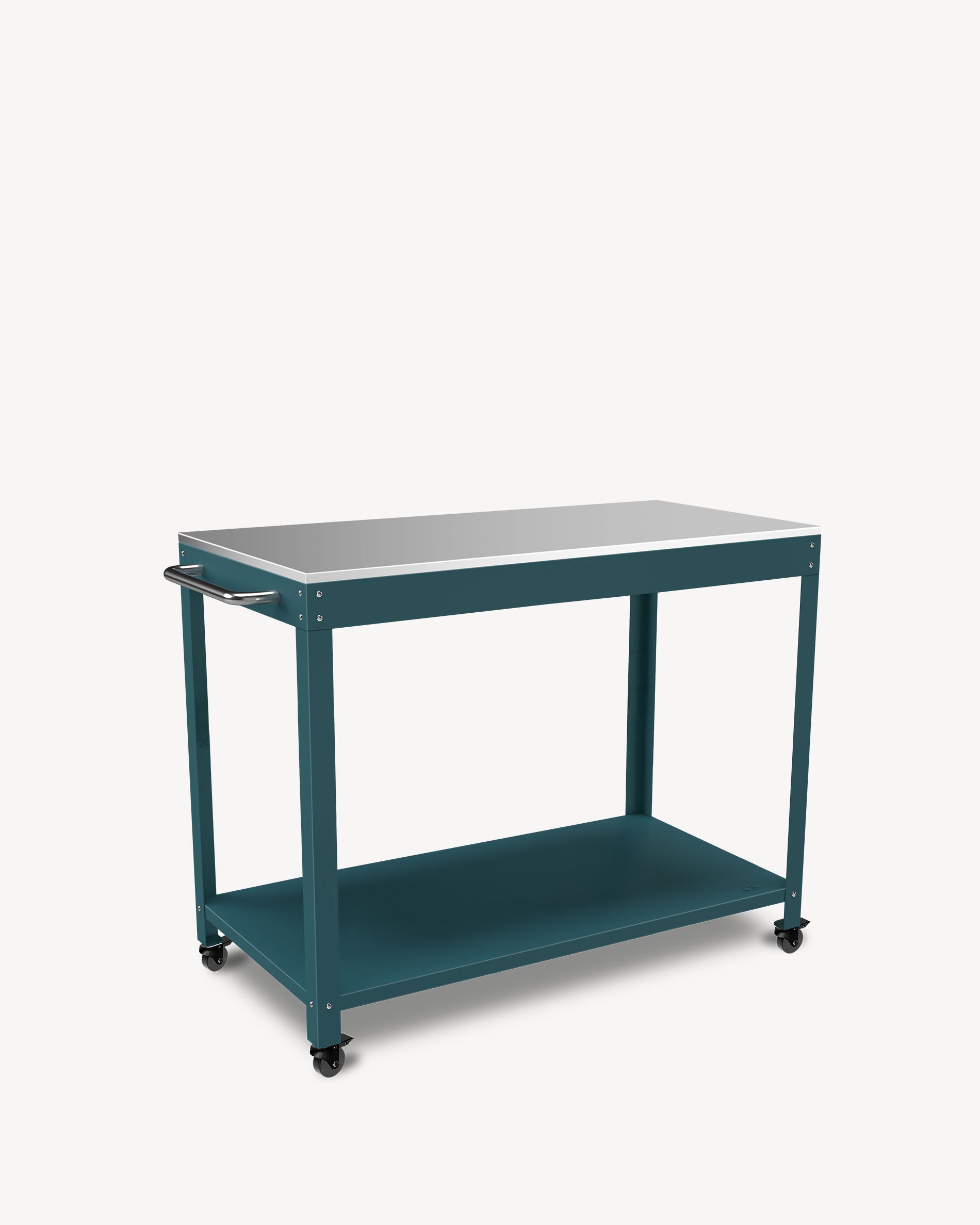 Carrello in metallo e acciaio inox blu oceano