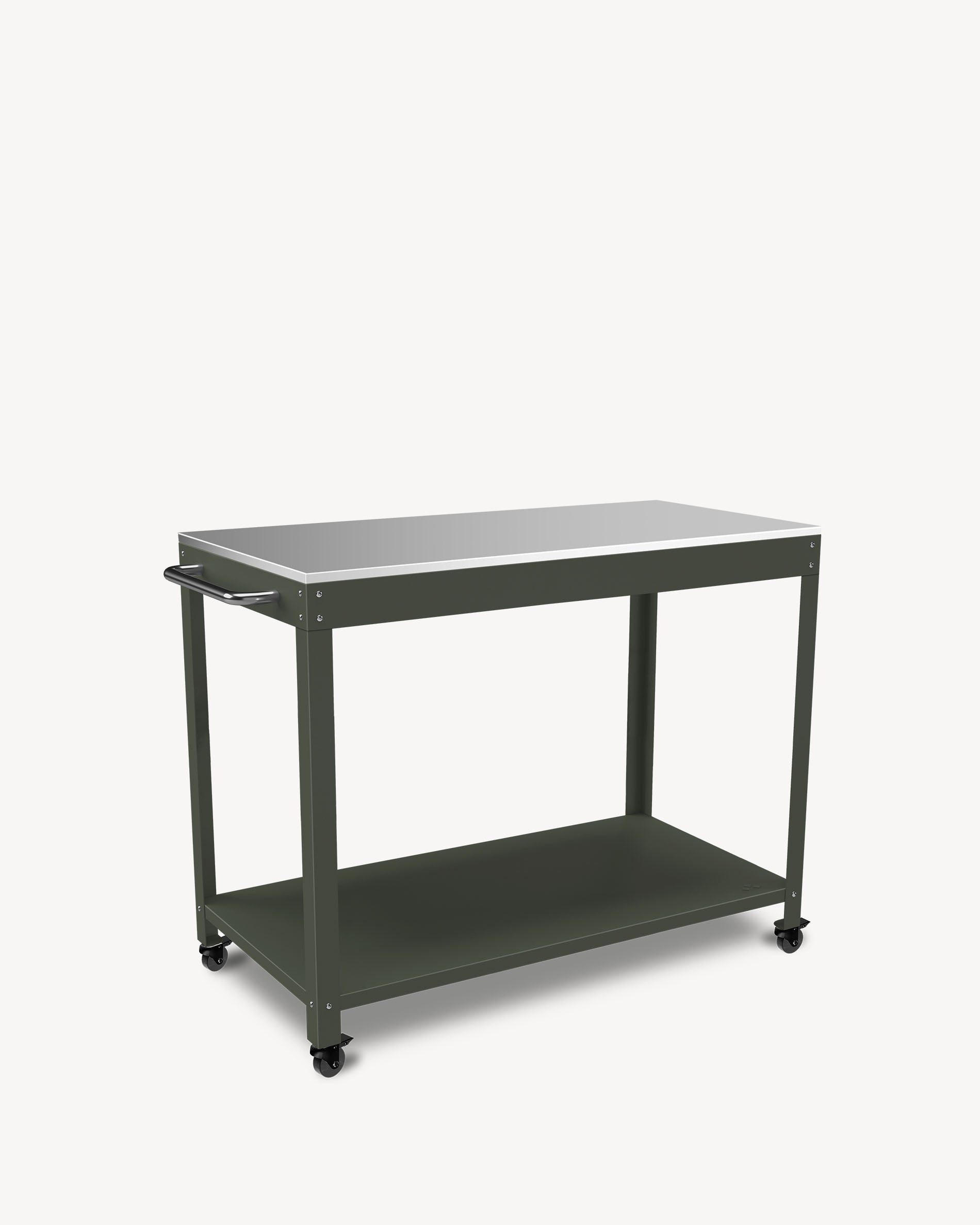 Carrello in metallo e acciaio inox verde oliva