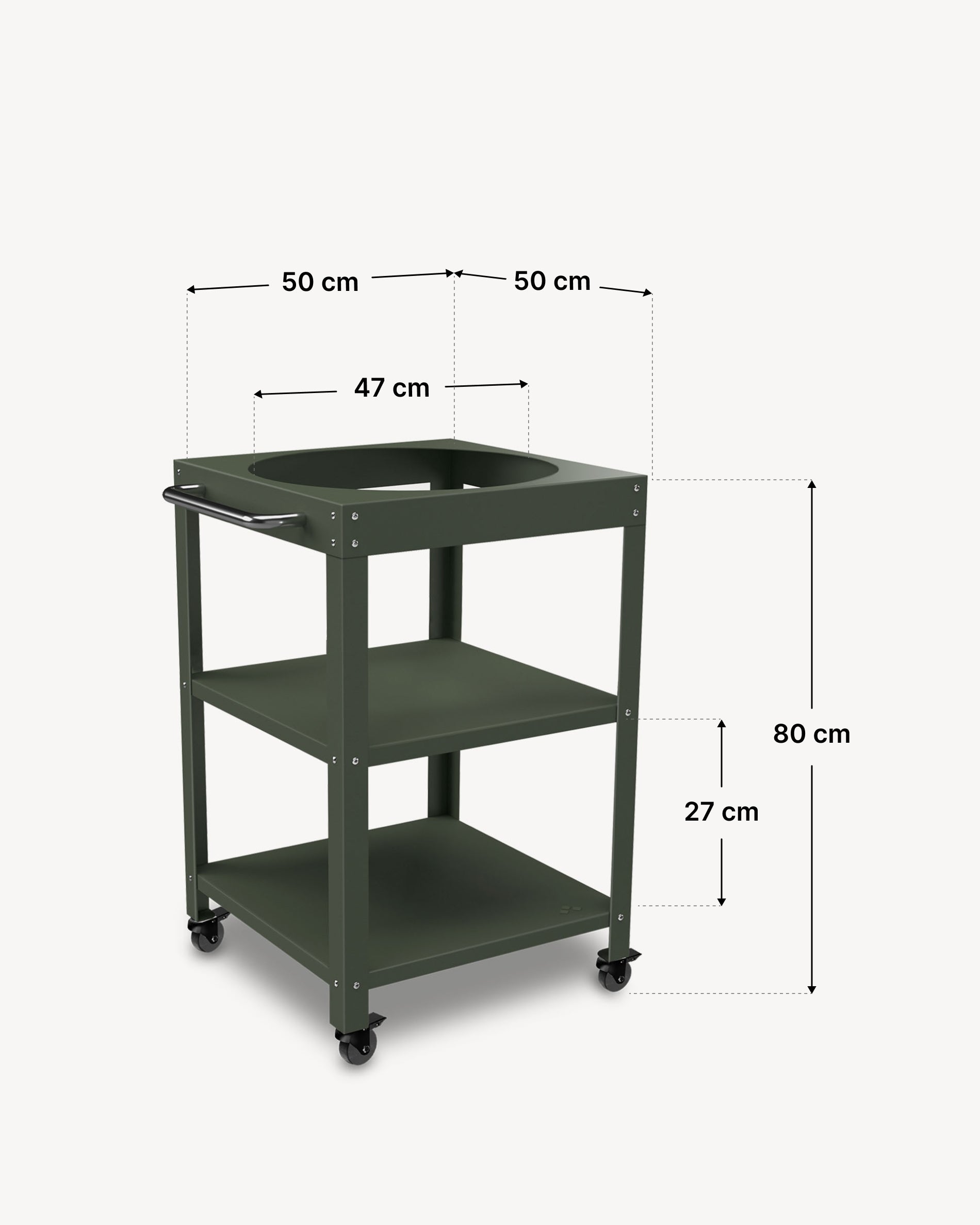 Maße des Metall-Beistelltischs 50 × 50 cm für Kokko 18.