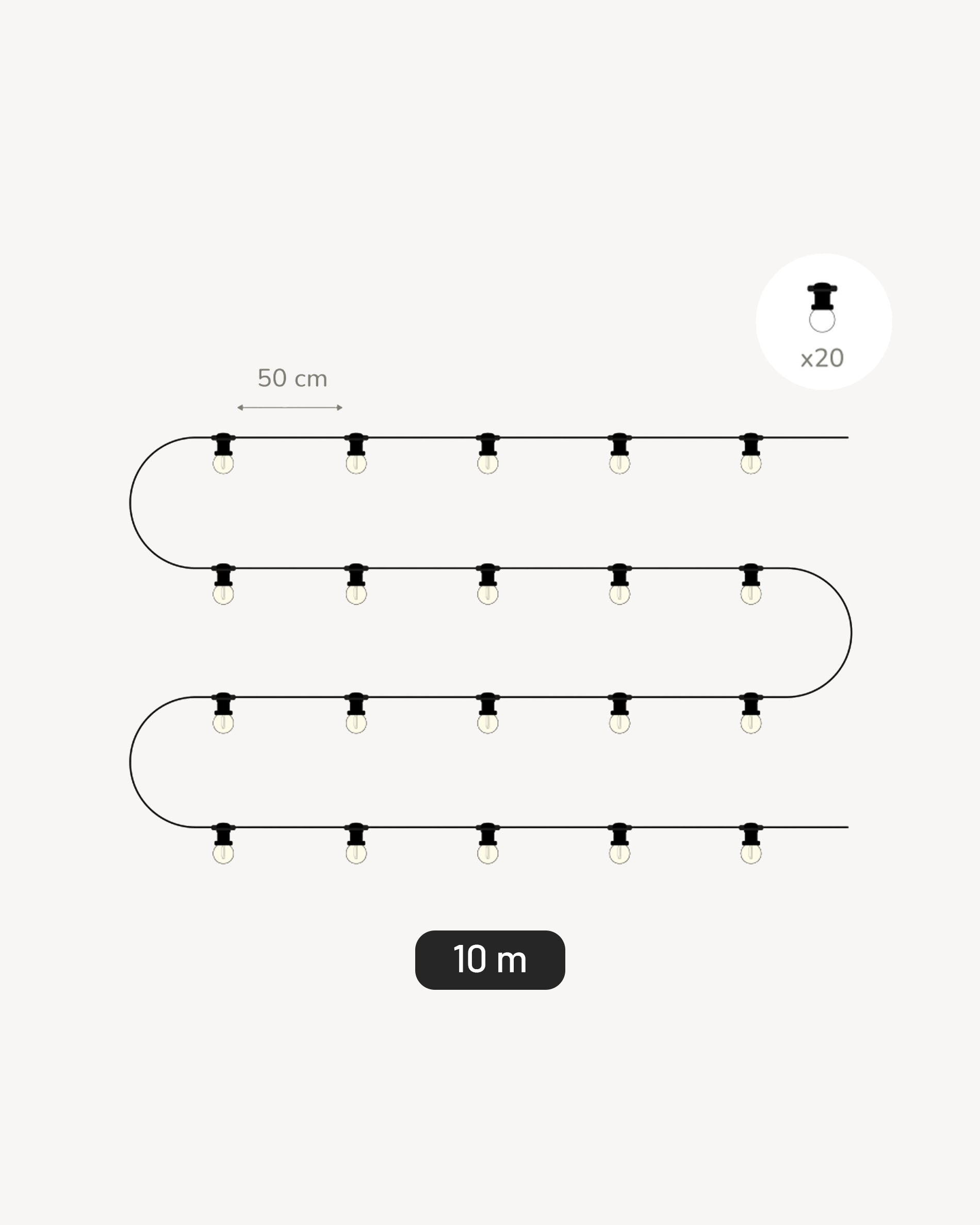Runde Lichterkette mit Glühfaden